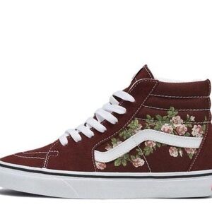 Vans Floral 
Unique High-Top Floral Sneakers - Brown\burgundy suede